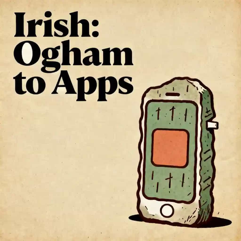 Couverture du livre Irish Language History: From Ancient Stones to Modern Apps