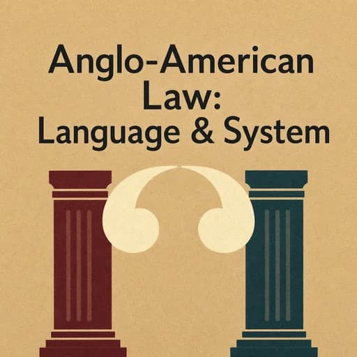 Anglo-American Law: Language, System, and Common Law Traditions