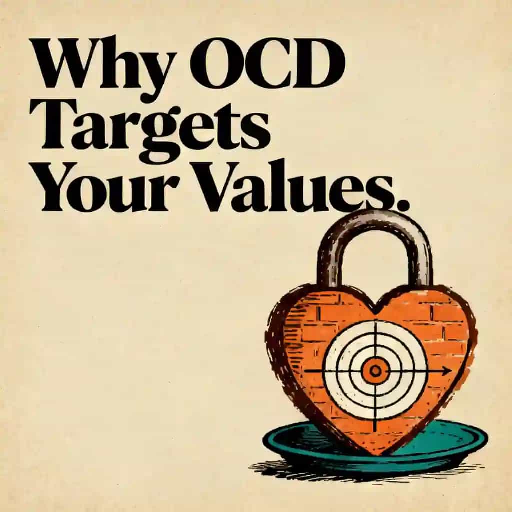 Buchcover von OCD Intrusive Thoughts and Why Your Brain Targets Values
