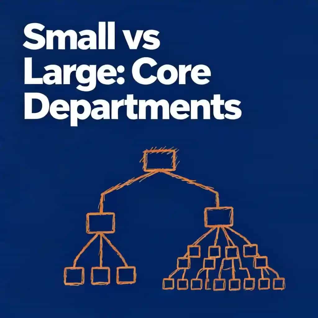 Essential Business Departments: Small vs Large Companies book cover