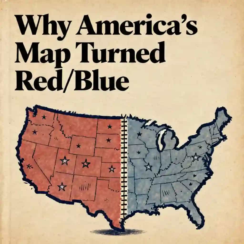 Why the American map is divided by red and blue book cover