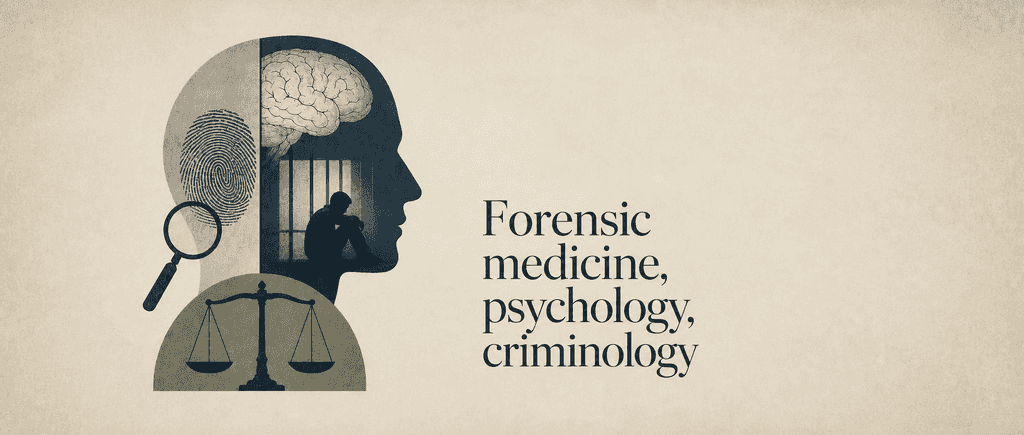 Frorensic medicine, psychology, criminology
