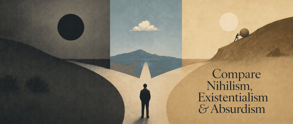 Compare Nihilism, Existentialism & Absurdism